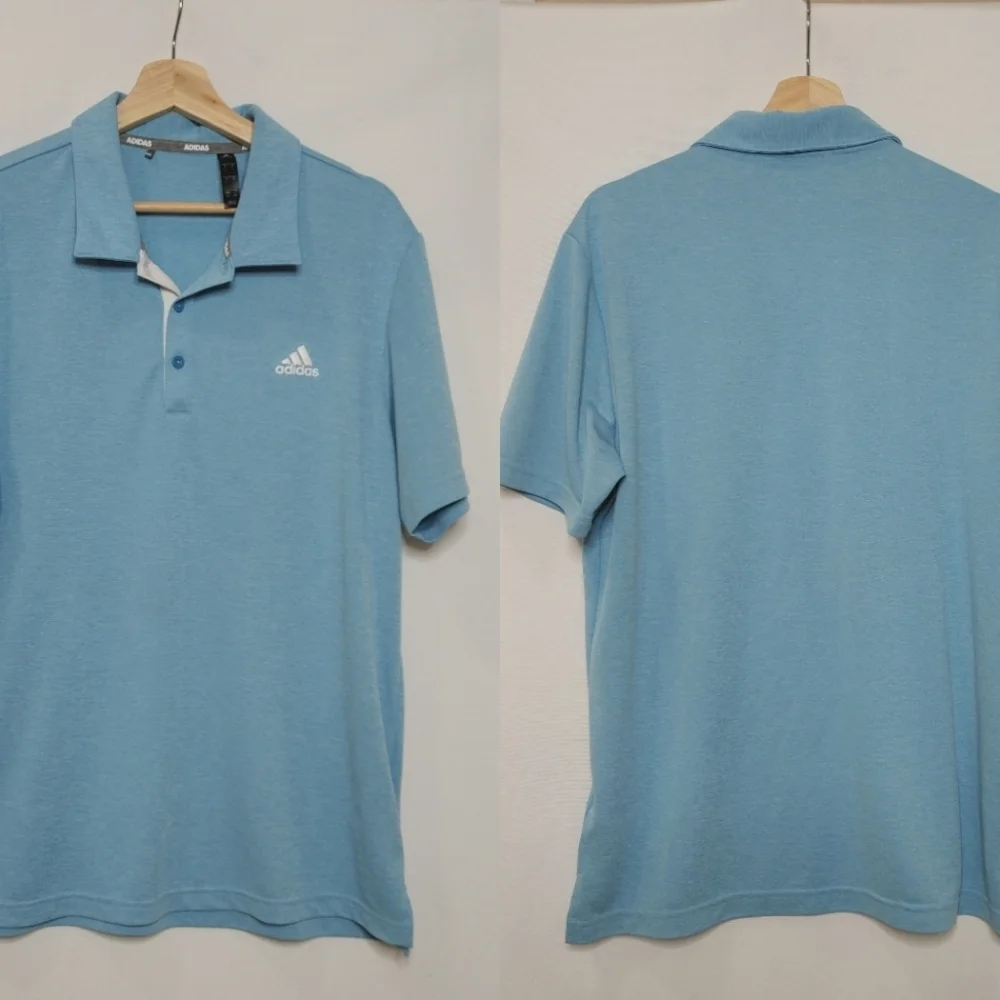 Adidas ADVANTAGE NOVELTY HEATHERED‎ POLO SHIRT GP4211 Light Blue Large L UV50+
